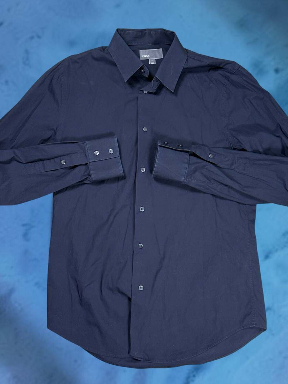 Vince Men's Navy Blue Long Sleeve Button Down Shirt